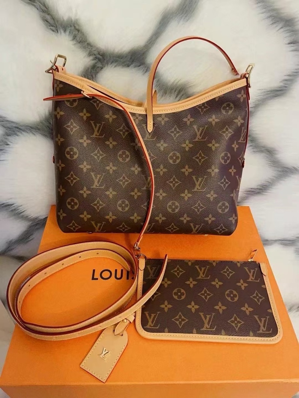 Louis Vuitton Monogram Carryall PM Bag with Pouch